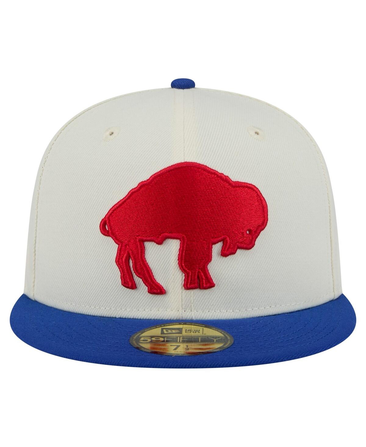 New Era Men's White/royal Buffalo Bills Throwback Main 59fifty Fitted Hat
