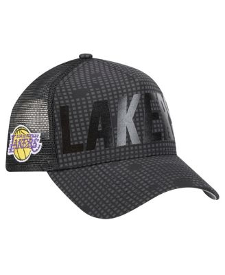 New Era - Men's Black Los Angeles Lakers Midnight Ink Tonal A-Frame Trucker 9FORTY Adjustable Hat