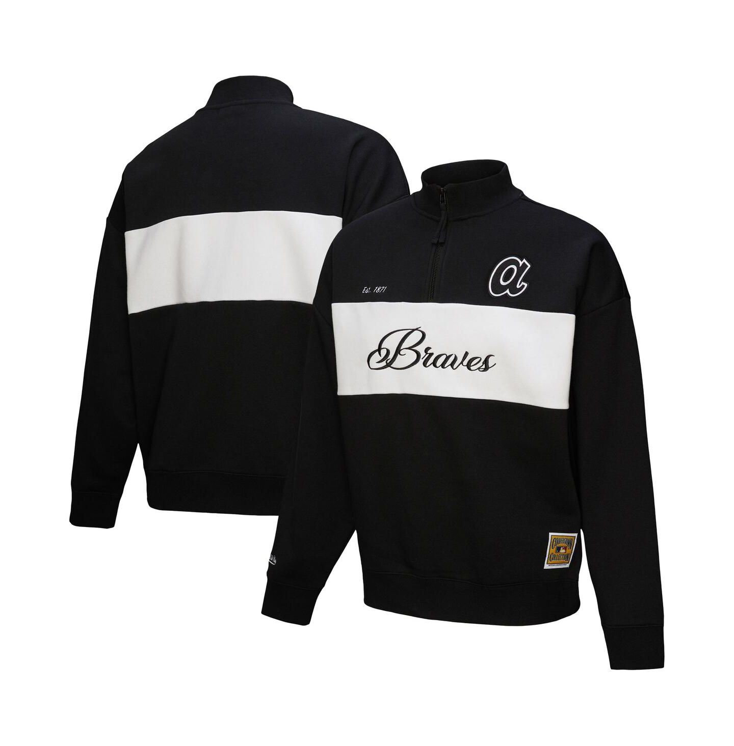 Женский свитер Mitchell & Ness Black Atlanta Braves Quarter-Zip Pullover Top — фото 1