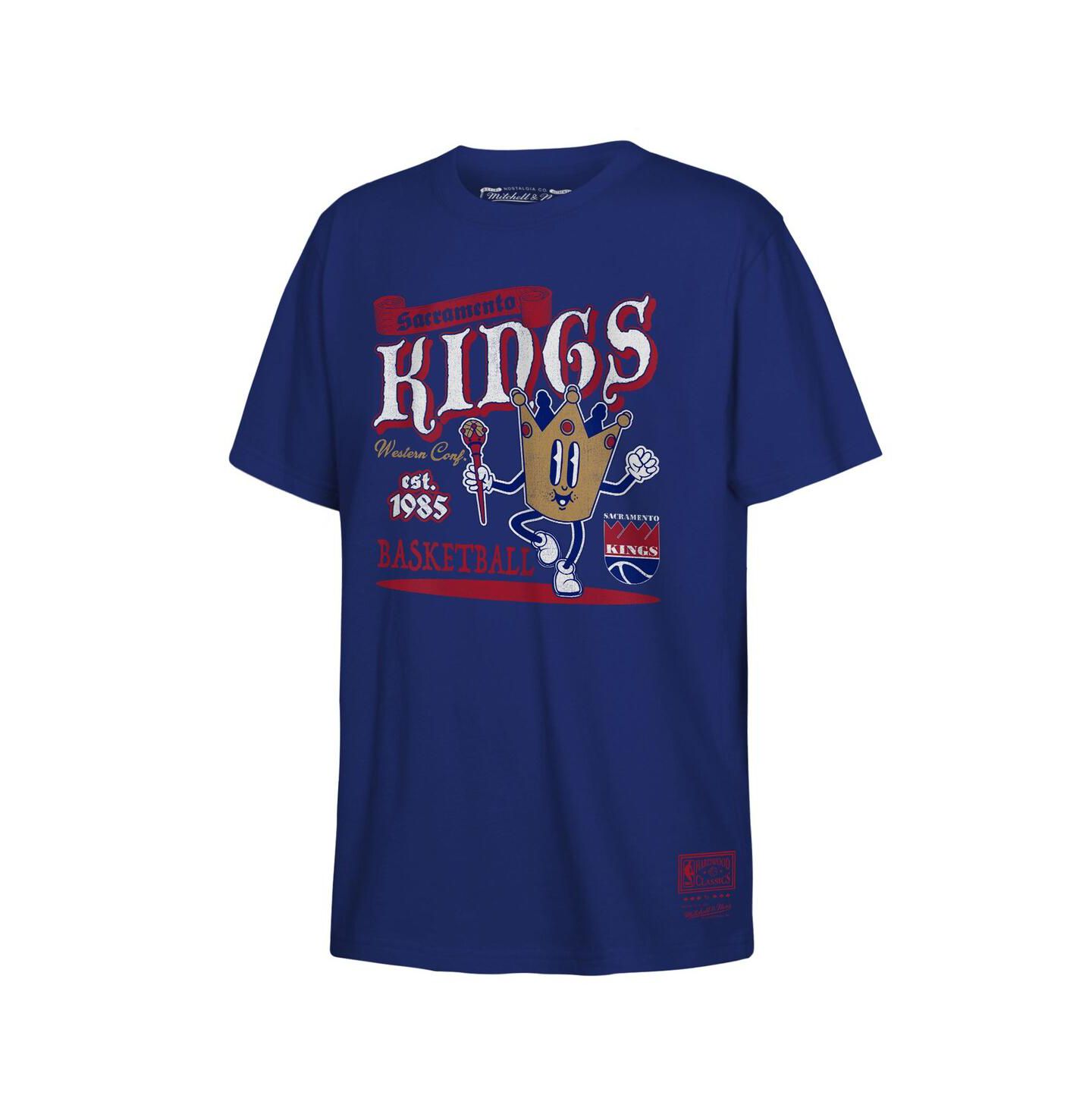 Детская футболка Mitchell & Ness Royal Sacramento Kings Retro Mascot Script — фото 1