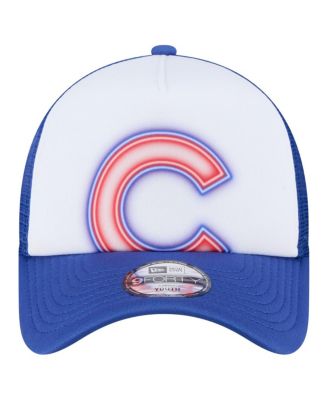 Toddler White/Royal Chicago Cubs Painted A-Frame 9FORTY Trucker Adjustable Hat
