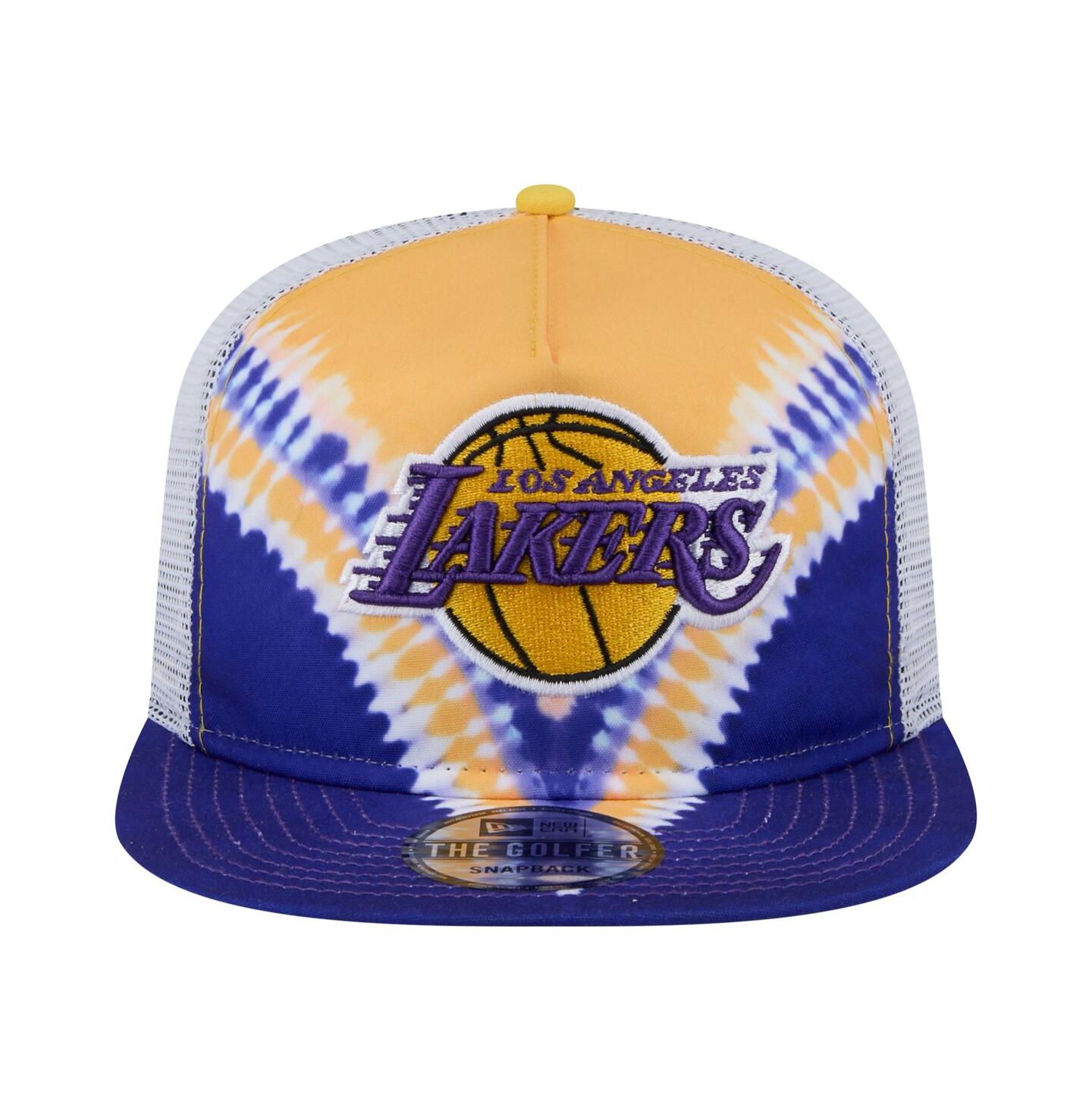 Мужская кепка New Era Purple/Gold Los Angeles Lakers Throwback Dye Golfer Snapback Hat — фото 2