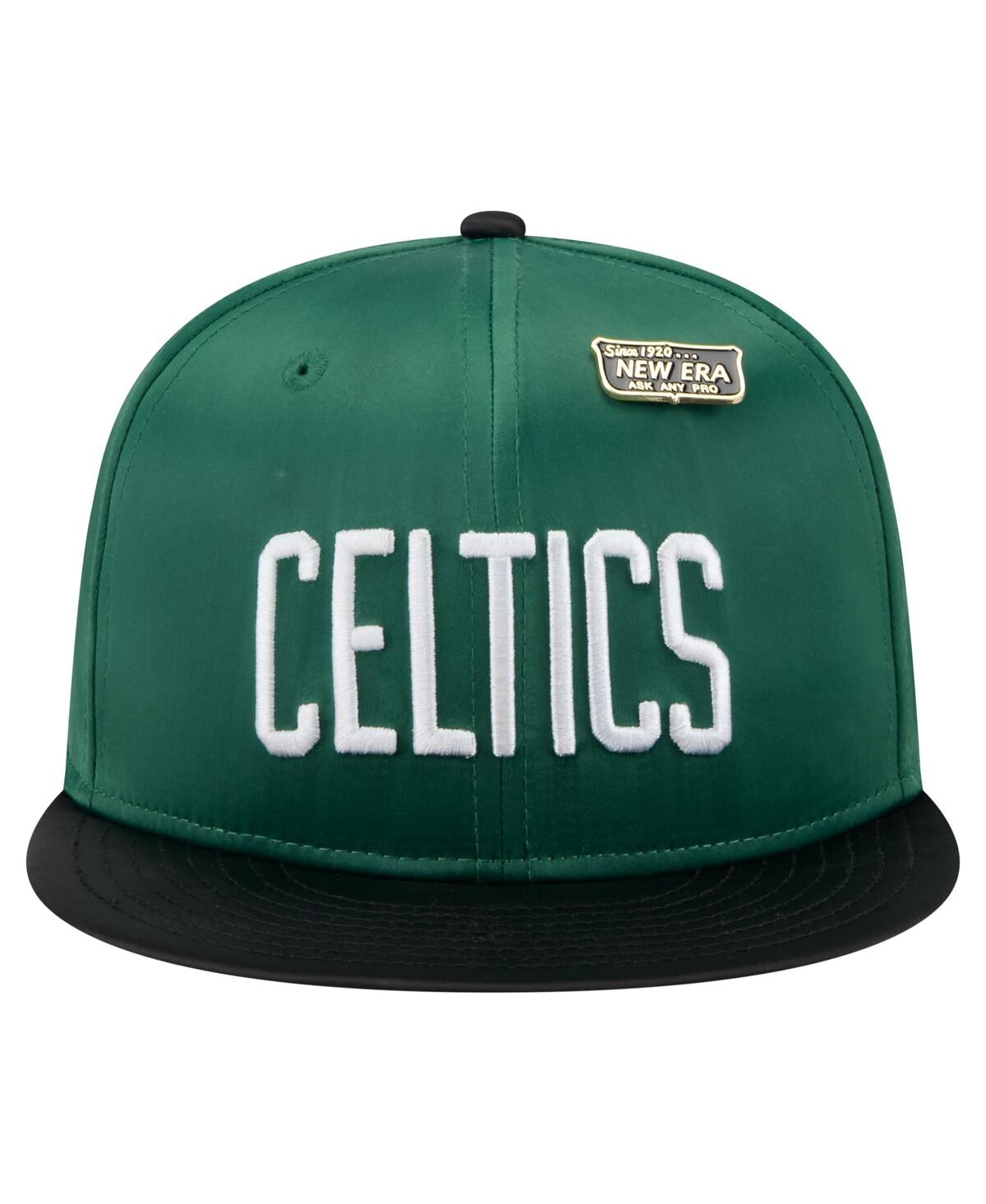 Shop New Era Men's Kelly Green/black Boston Celtics Throwback Satin Vintage Pin Two-tone 59fifty Fitted Hat