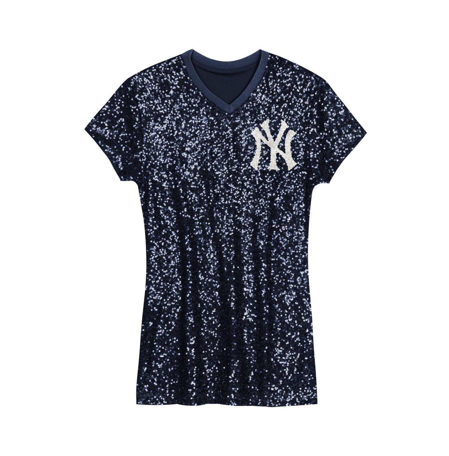 Платье Outerstuff Navy New York Yankees Sequin V-Neck Dress для девочек — фото 2