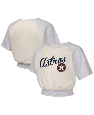 Outerstuff - Big Girls Cream Houston Astros Curve Ball Fashion Raglan T-Shirt