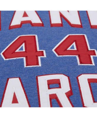 Men's Hank Aaron Royal Atlanta Braves Legends Collection Vintage Logo Fleece Name Number Pullover Sweatshirt
