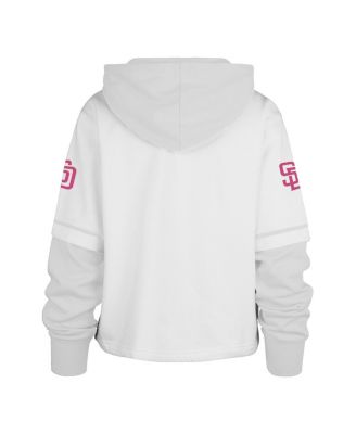Women's White San Diego Padres City Connect Shortstop Cropped Pullover Hoodie