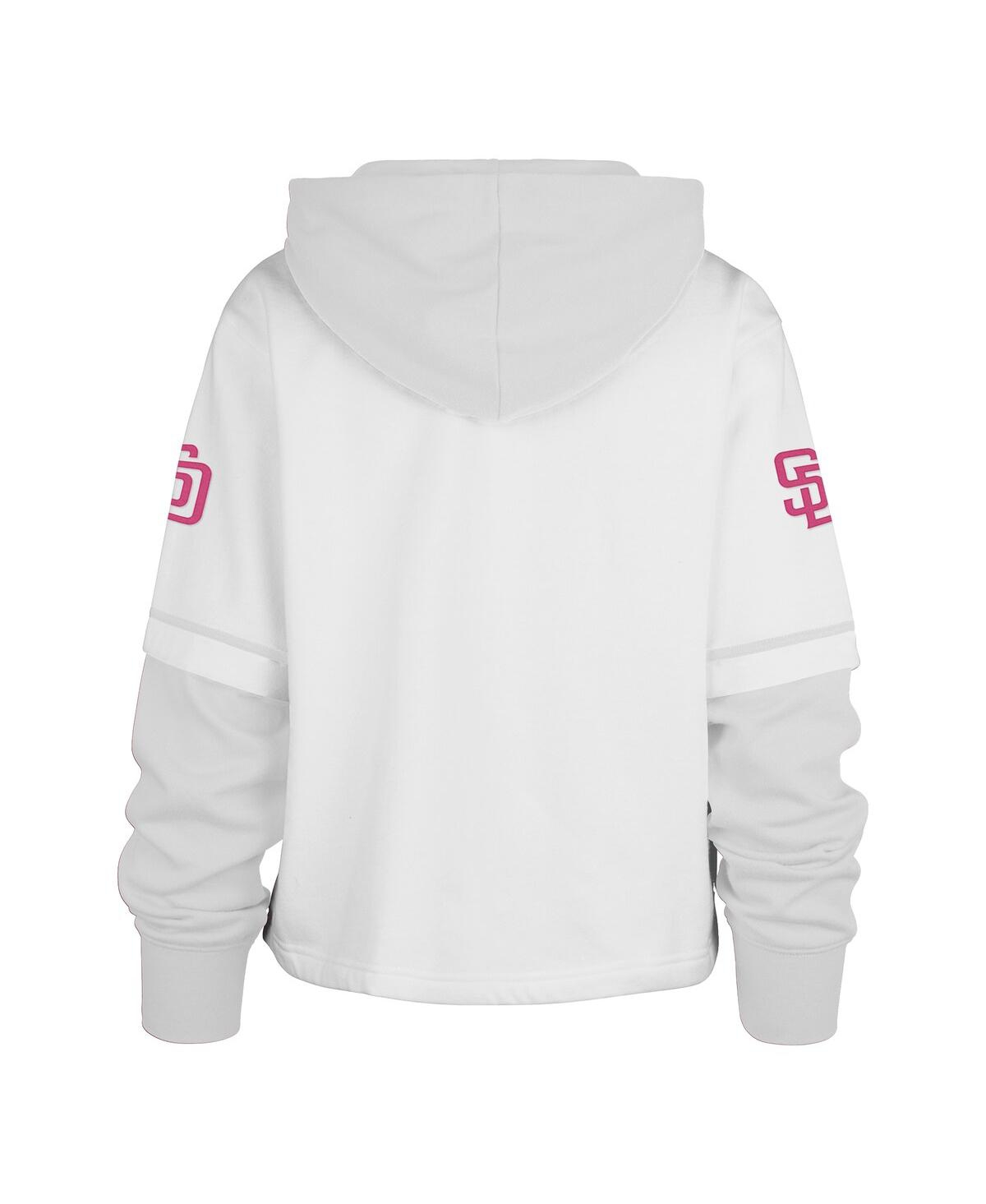 Shop 47 Brand Women's White San Diego Padres City Connect Shortstop Cropped Pullover Hoodie