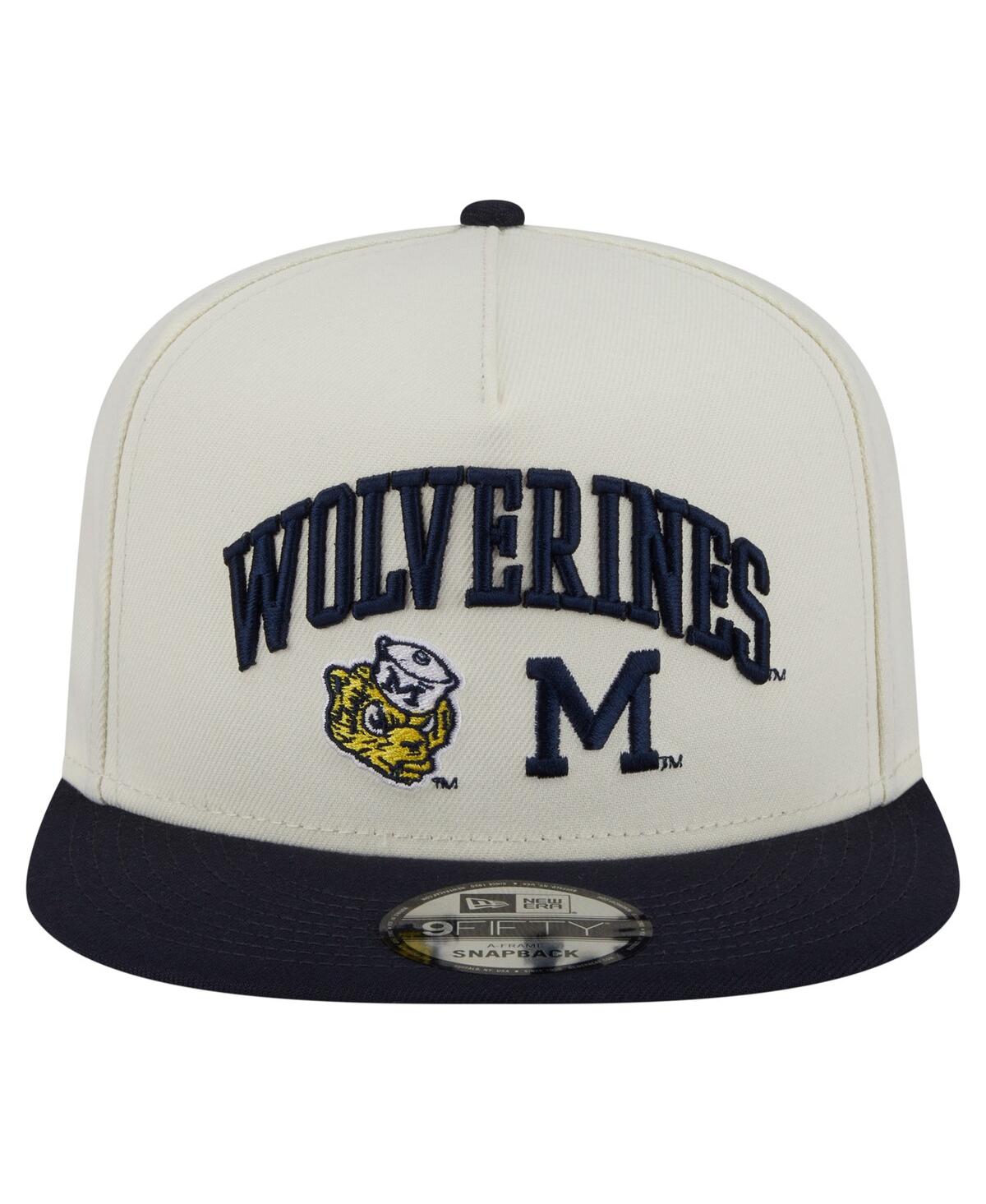 NEW ERA MEN'S WHITE MICHIGAN WOLVERINES COLLEGIATE 9FIFTY A-FRAME SNAPBACK HAT 