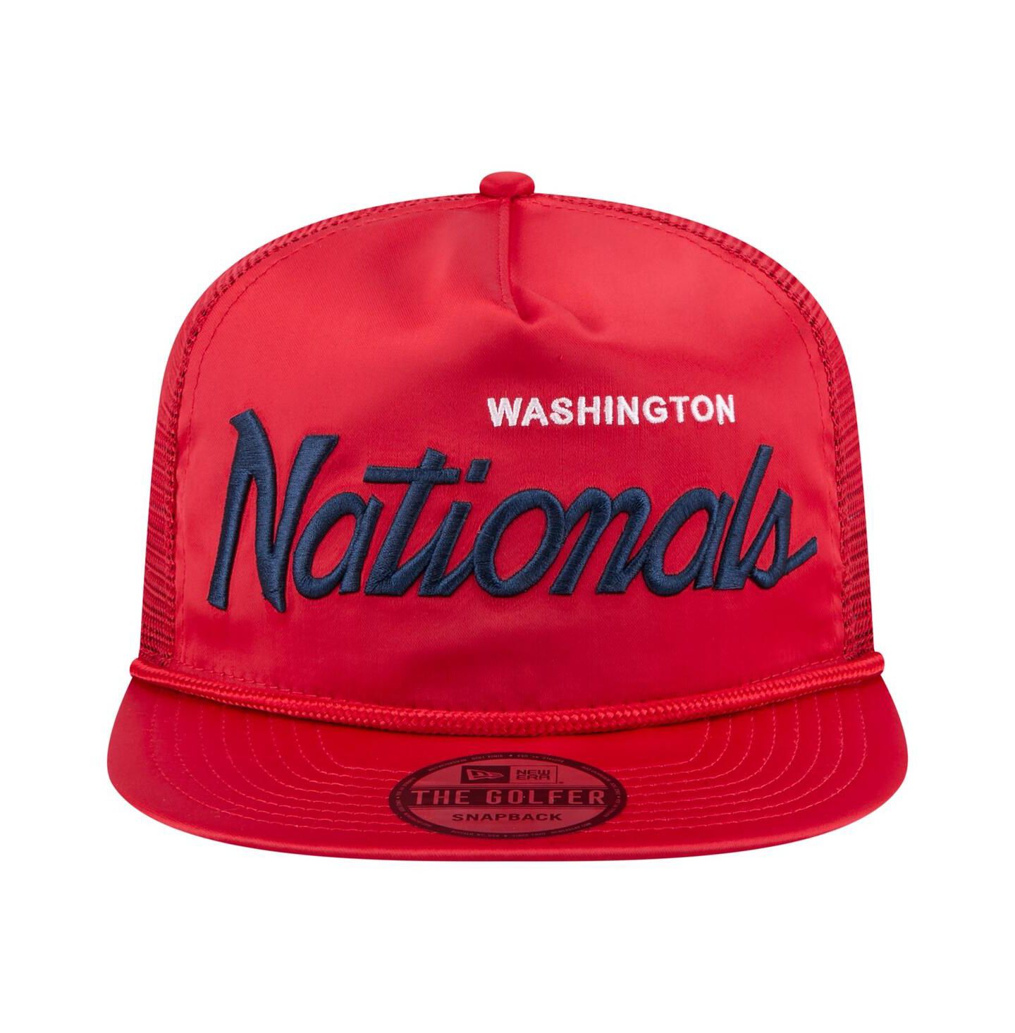Мужская кепка New Era Red Washington Nationals Retro Satin Script Golfer Adjustable Hat — фото 2
