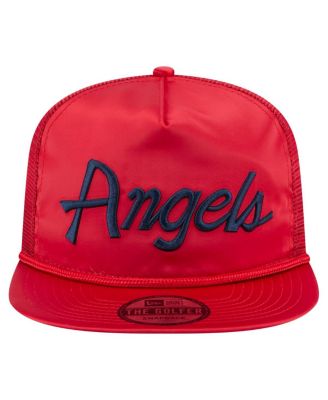 Men's Red Los Angeles Angels Retro Satin Script Golfer Adjustable Hat