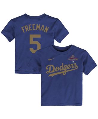 Nike - Toddler Freddie Freeman Royal Los Angeles Dodgers 2025 Gold Collection Name Number T-Shirt