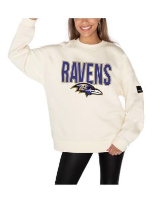 Gameday Couture - Women's Cream Baltimore Ravens Premium Fleece Drop Shoulder Pullover Sweatshirt