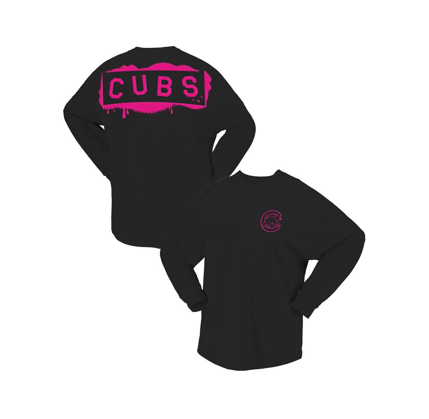 Women's Black Chicago Cubs Neon Jersey Long Sleeve T-Shirt