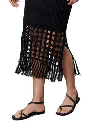 Women's Promenade Cotton Crochet Fringe-Hem Dress