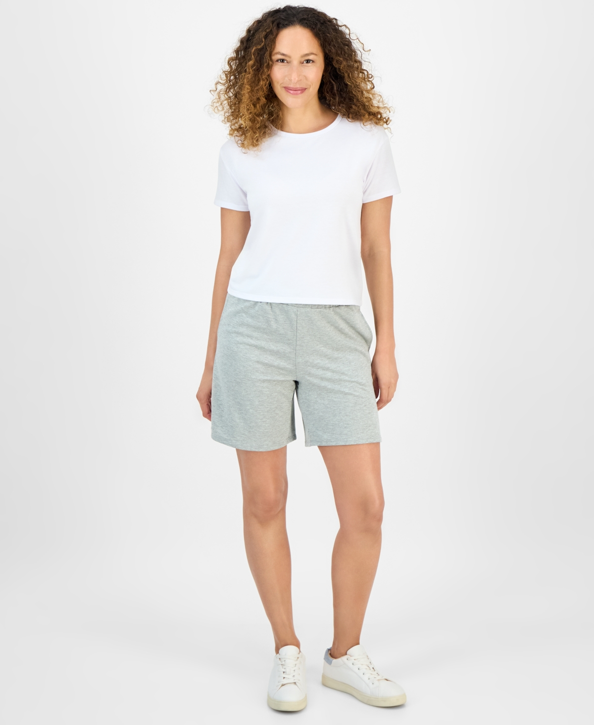 Petite French Terry Pull-On Shorts, Exclusively at Macy's - Chambray