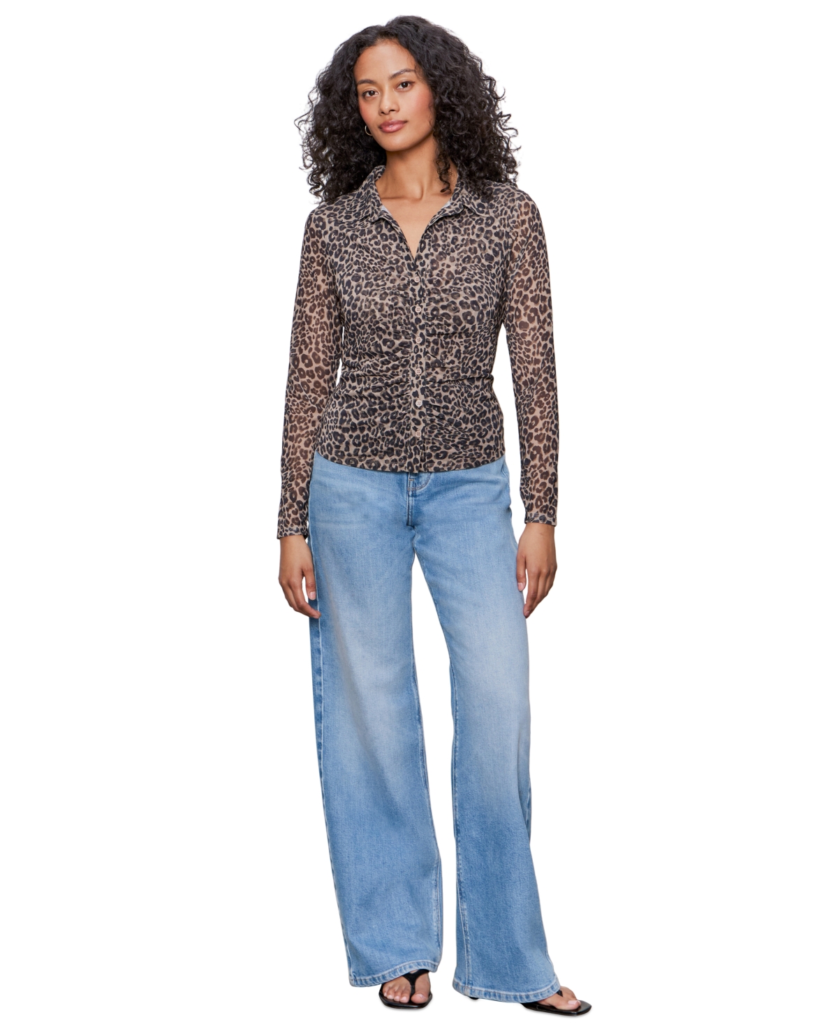 Women's Dream Girl Mesh Button-Up Shirt - French Kitty