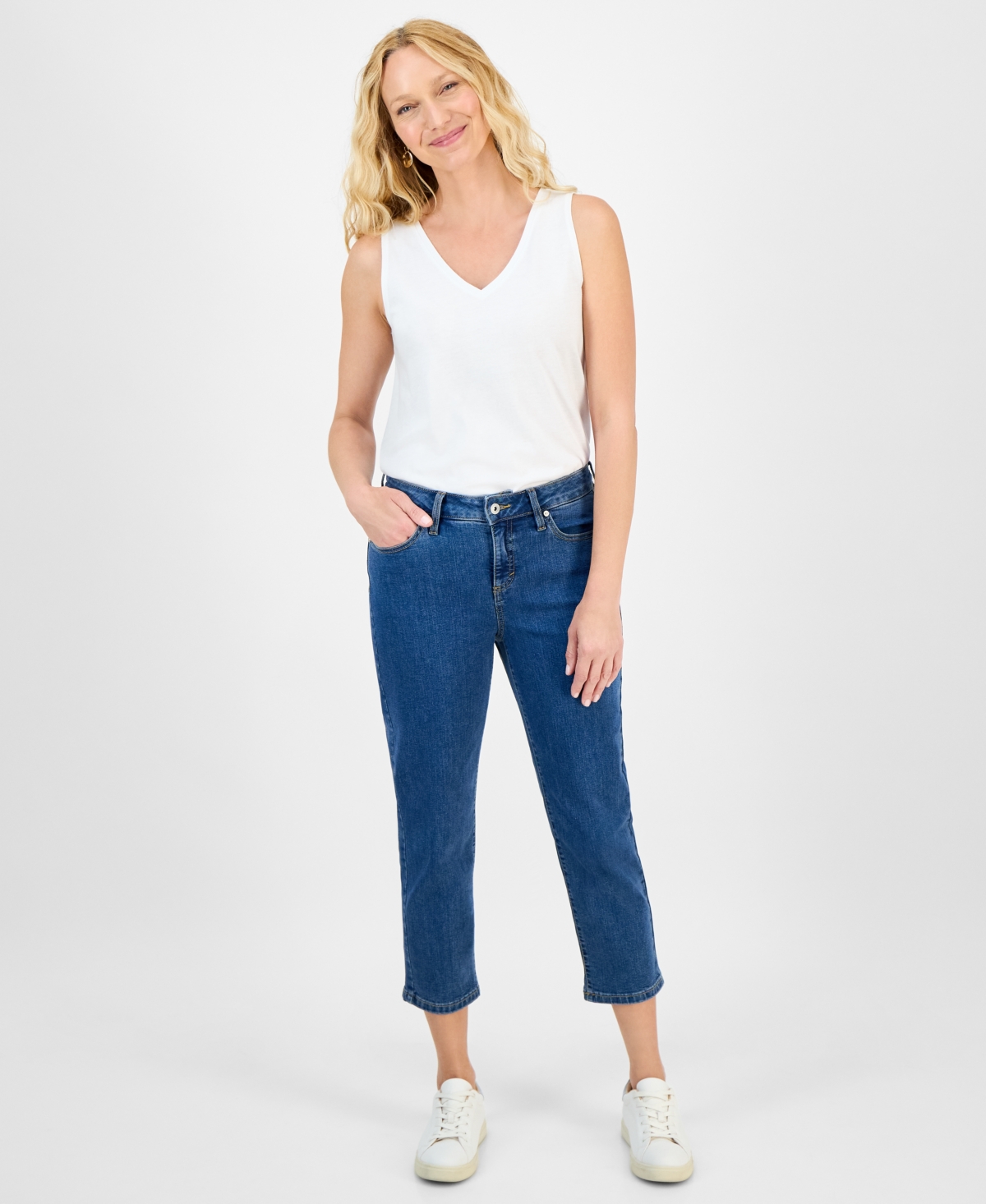 Style & Co Petite Mid Rise Ankle Jeans, Exclusively At Macy's