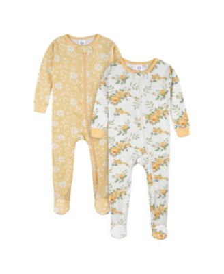 Baby Girls 4-Pack Snug Fit Footed Cotton Pajamas, Dreams & Rainbows, 24 Months