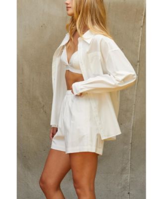 Women's Jaz Button up & Boxer Shorts Three Piece Set