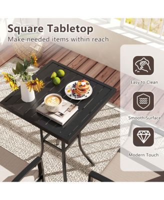 3 PCS Patio Swivel Bar Set Table and Chairs Set with Soft Cushions & Umbrella Hole