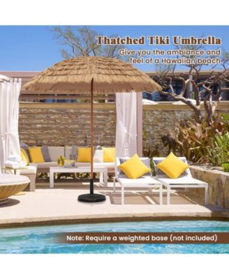 8FT Hula Thatched Tiki Umbrella Hawaiian Style Beach Umbrella Patio