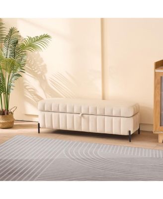 Velvet Upholstered Storage Bench with Flip Top Hidden Compartment for Bedroom, Living Room, Entryway or Window Seat-The Pop Home