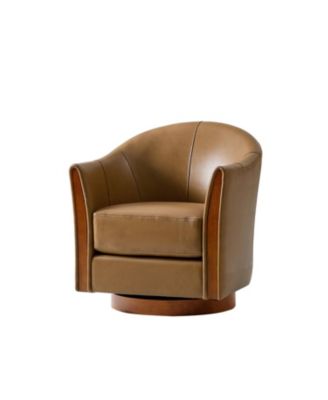 1 piece  Genuine Leather 360-degree Swivel Barrel Chair