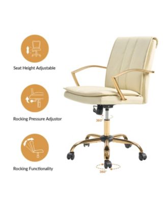 1 Pc Faux Leather Modern Rocking Tilting High-Back Office Chair with 360-Degree Swivel Base