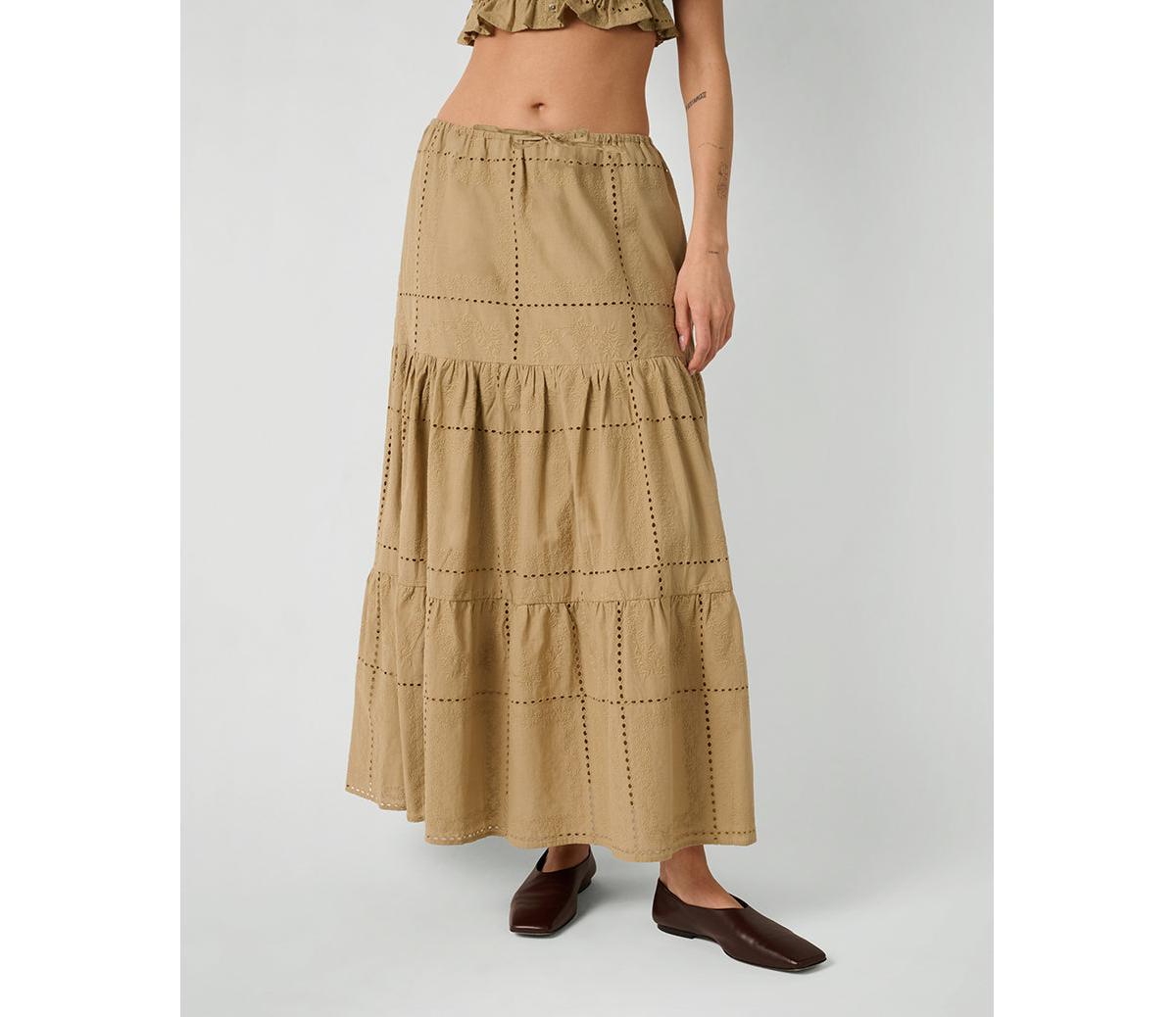 Women's Midi Pull On Skirt - Black multi
