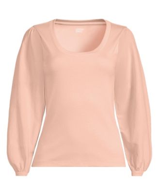 Plus Size Supima Interlock Scoop Neck Blouson Sleeve Top
