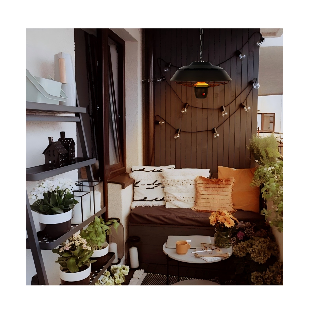 Electric Hanging Patio Heater With Led Light