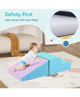 2-Piece Step and Slide Climber for Infants and Toddlers Baby Soft Play Set Foam Blocks