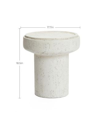 Off White MgO Round 18.5-Inch Tall Side Table, Indoor and Outdoor