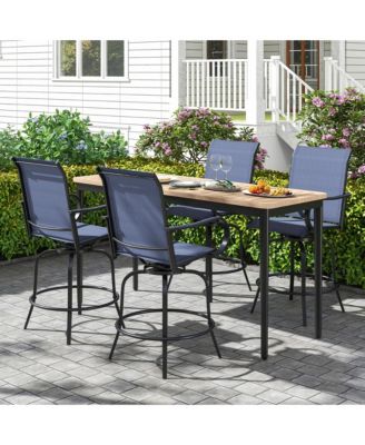 Outdoor Swivel Bar Stool Set of 4 w/Breathable Fabric and Heavy Duty Metal Frame