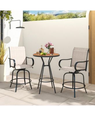 Outdoor Swivel Bar Stool Set of 4 w/Breathable Fabric and Heavy Duty Metal Frame