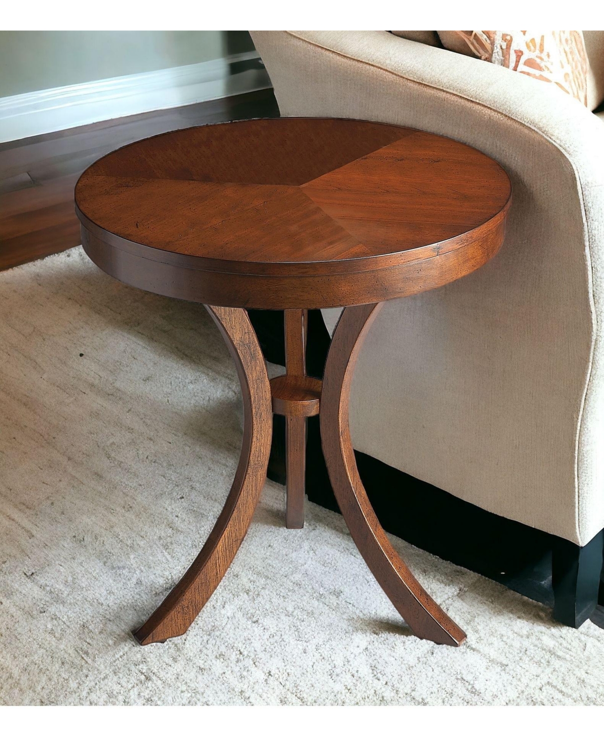 Contemporary Round Side Table – Durable Manufactured Wood Design