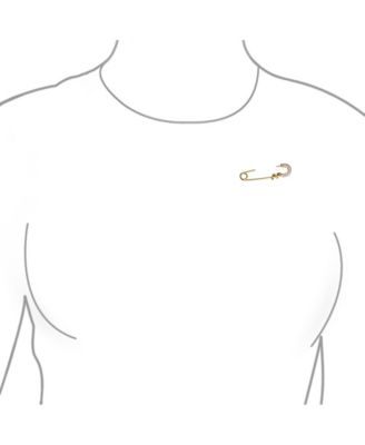 Safety Pin Symbol Of Support Cubic Zirconia Accent Sterling Silver 1.2 Inch