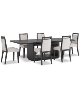 Tivie 7-Pc. Dining Set (Rectangular Table & 6 Wood Dining Chairs)