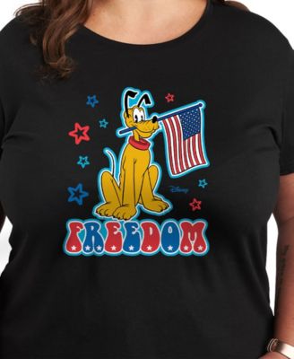 Plus Size Disney Pluto American Flag Graphic T-Shirt