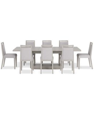 Tivie 9-Pc. Dining Set (Rectangular Table & 8 Wood Dining Chairs)