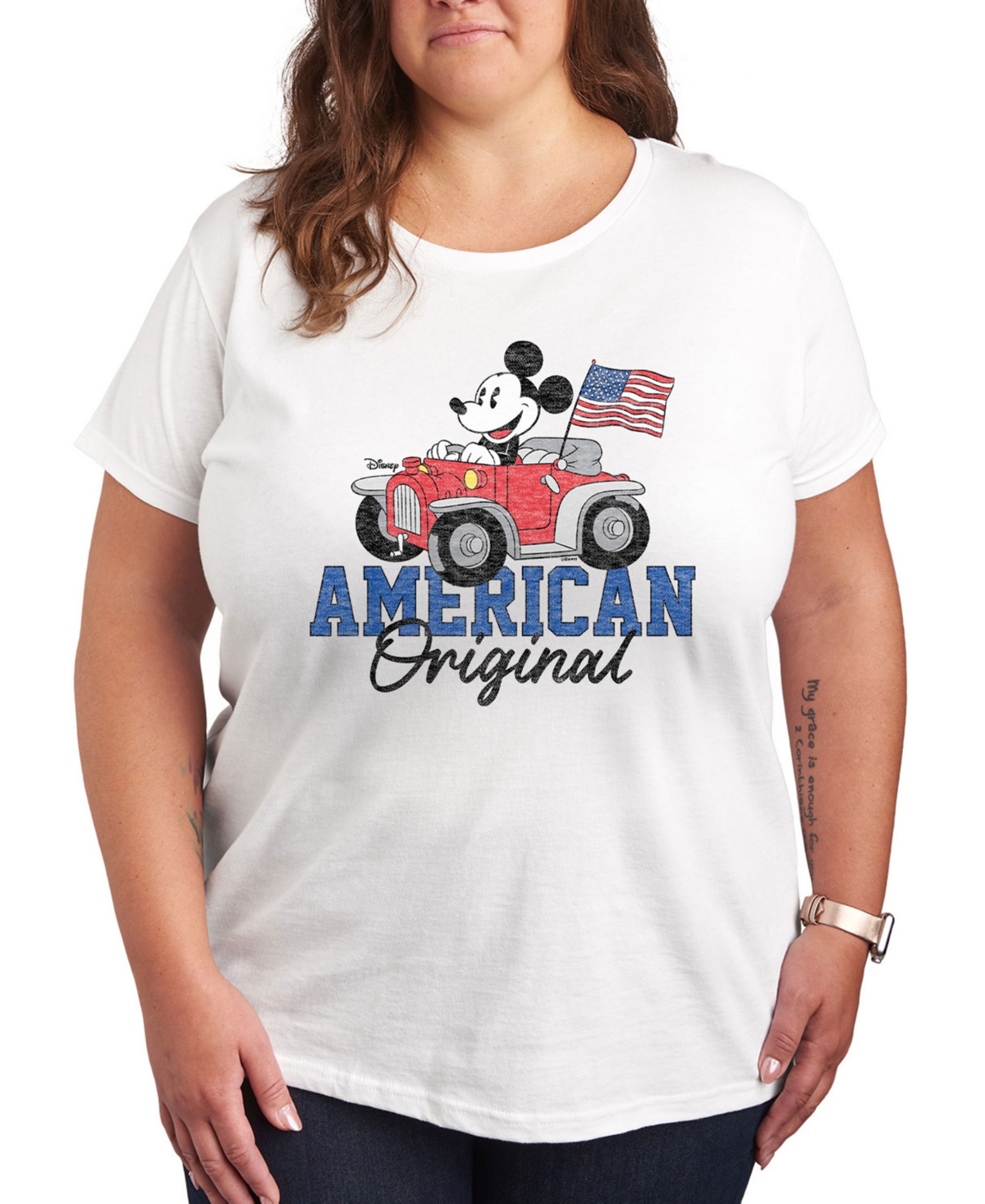 Plus Size Disney Mickey American Original Graphic T-Shirt - White