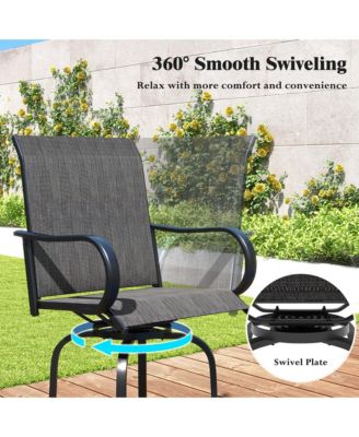 Outdoor Swivel Bar Stool Set of 2 w/Breathable Fabric and Heavy Duty Metal Frame Navy