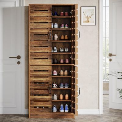 70.8" Tall Shoe Cabinet with Shutter Doors, 9-Tier 27 Pairs Shoe Cabinet, for Entryway, Hallway, Closet, Living Room