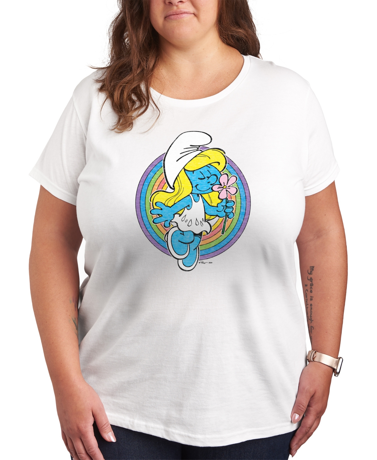 Hybrid Apparel Plus Size The Smurfette Graphic T-shirt In White