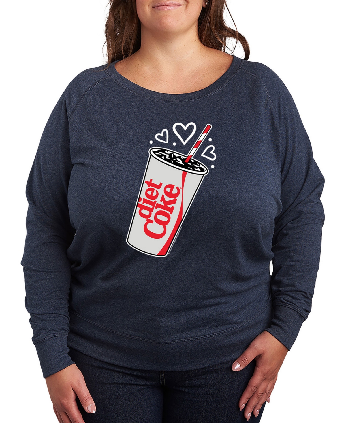 Plus Size Coca-Cola Hearts Graphic Pullover T-Shirt - Blue