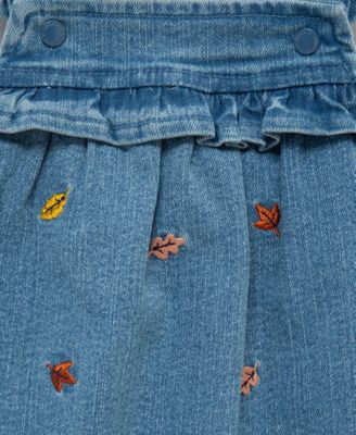 Baby Girls Leaves Woven Denim Overall & Top Set
