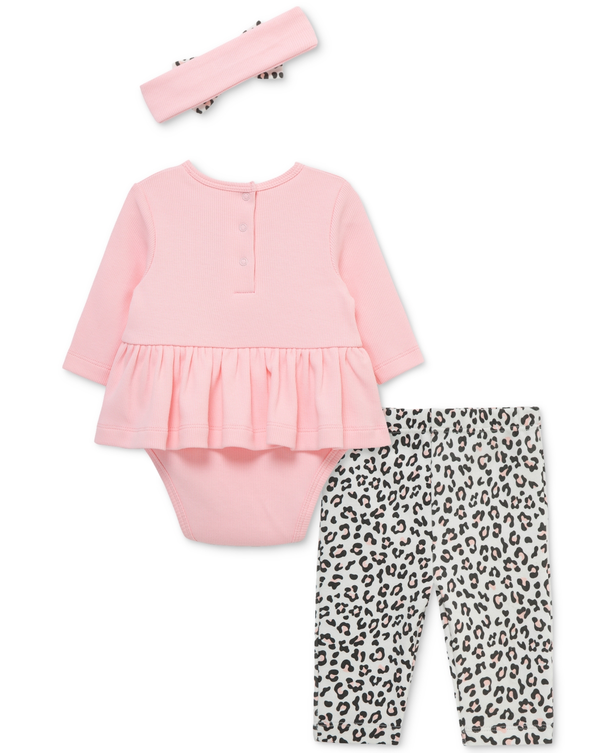 Little Me Leopard Bodysuit, Pants & Headband Set In Multi