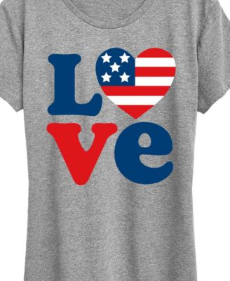 Plus Size Americana Heart Love Flag Graphic Crew Neck T-Shirt