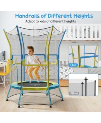 Mini Trampoline for Kids with Safety Enclosure Net and Foam Handles